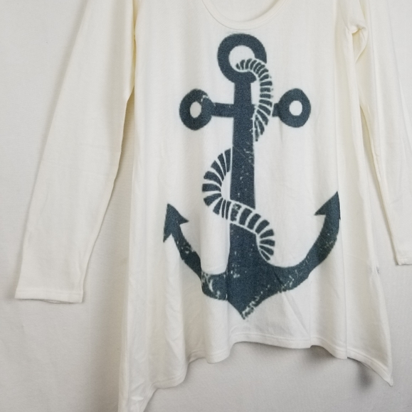 New Go Couture Ivory Anchor Tunic Sweater S - Picture 5 of 12